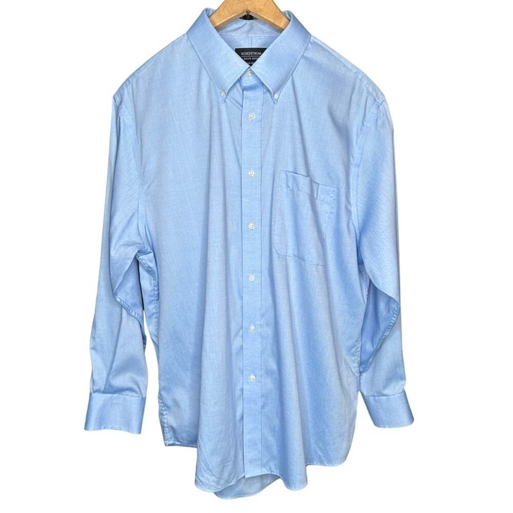 Nordstrom Blue Cotton Traditional Fit Button Down Shirt